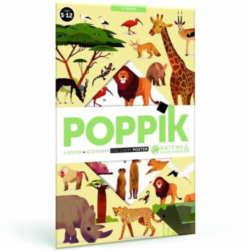 Vzdělávací samolepkový plakát Savana od Poppik