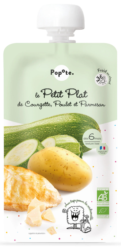 Popote BIO Dětské menu s cuketou, kuřetem a parmezánem 6m+ 180 g