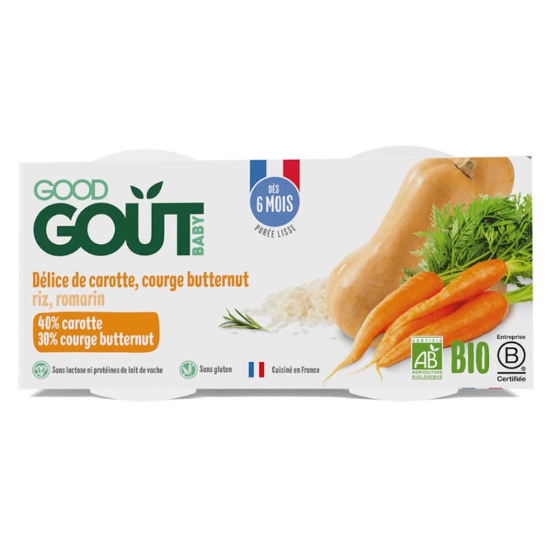 Good Gout BIO Pyré z máslové dýně a mrkve (2x190 g)