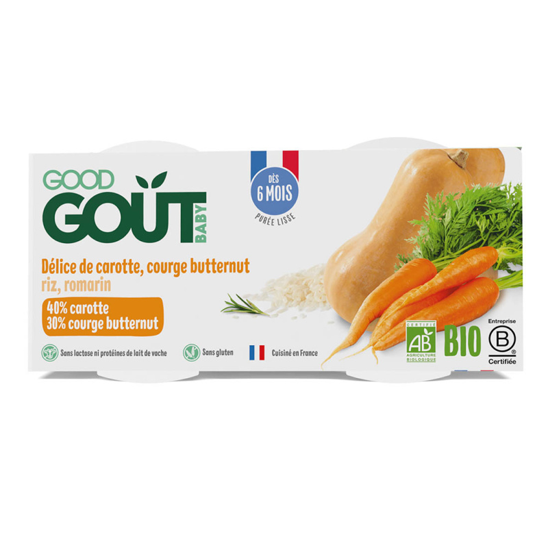 Good Gout BIO Pyré z máslové dýně a mrkve (2x190 g)