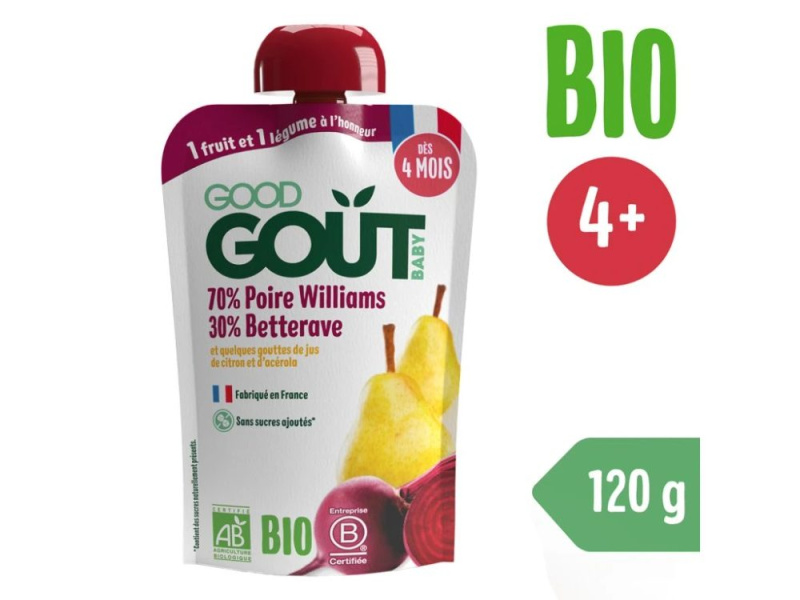 GOOD GOUT Hruška Williams s červenou řepou 4m+ BIO 120 g