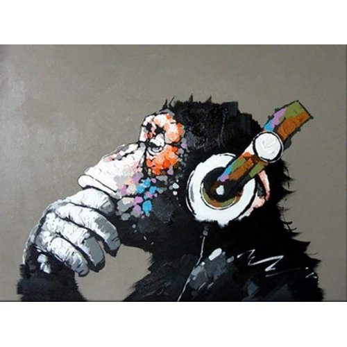 Figured ART Malování podle čísel - OPICE SE SLUCHÁTKY na rámu 40 x 50 cm