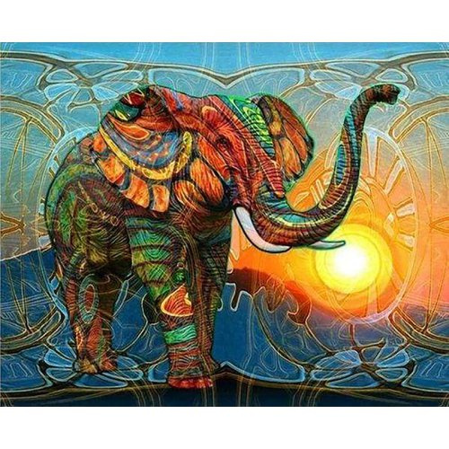 Figured ART Diamantové malování - ABSTRAKTNÍ SLON bez rámu 40 x 50 cm