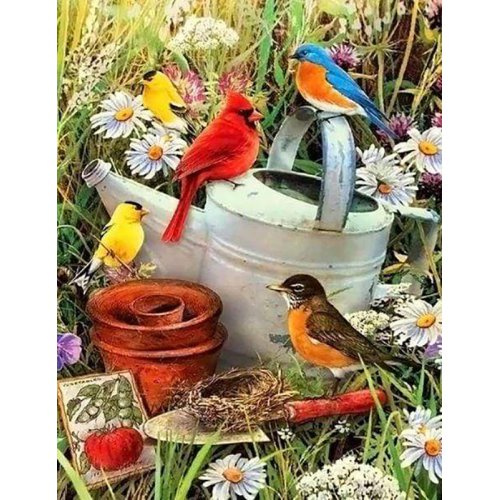 Figured ART Diamantové malování - PTÁCI V ZAHRADĚ bez rámu 40 x 50 cm