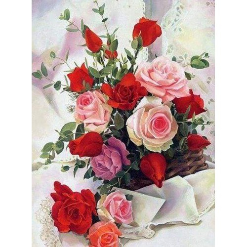 Figured ART Diamantové malování - RŮŽE JSOU KRÁSNÉ KVĚTINY bez rámu 40 x 50 cm