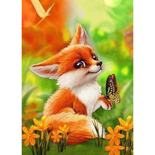 Figured ART Diamantové malování - LIŠÁK A MOTÝL bez rámu 40 x 50 cm