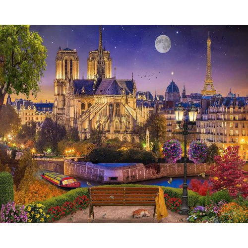 Figured ART Malování podle čísel - PAŘÍŽSKÝ NOTRE-DAME V NOCI bez rámu 40 x 50 cm