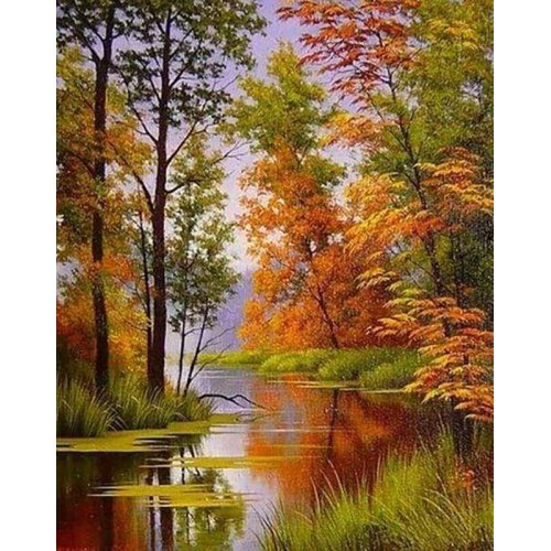Figured ART Diamantové malování - PODZIMNÍ JEZERO na rámu 40 x 50 cm