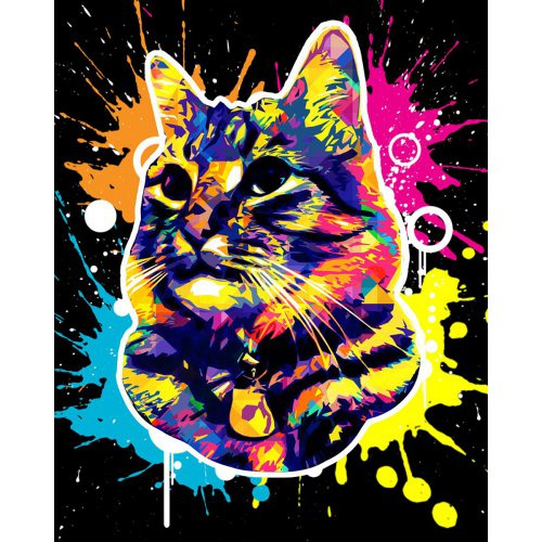 Figured ART Diamantové malování - SUPER KOČKA POP ART na rámu 40 x 50 cm