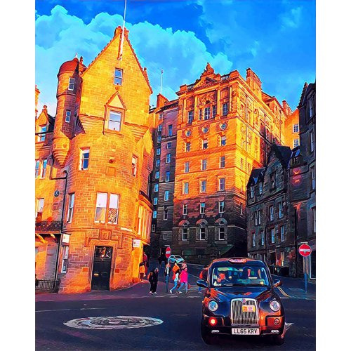 Figured ART Diamantové malování - ULICE V EDINBURGHU na rámu 40 x 50 cm