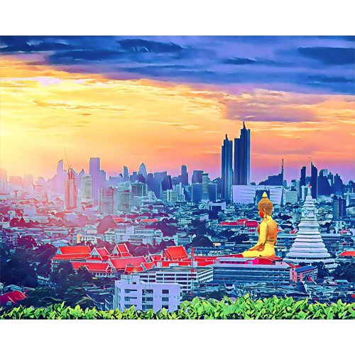 Figured ART Diamantové malování - VELKÝ BUDHA V BANGKOKU bez rámu 40 x 50 cm