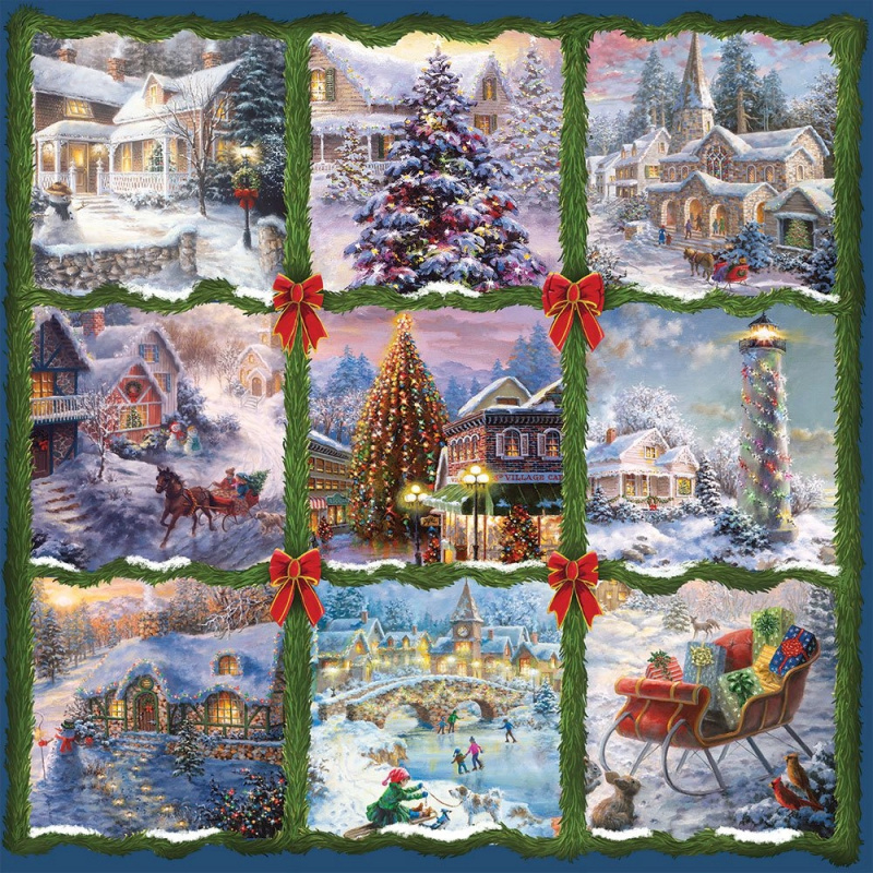 ALIPSON Čtvercové puzzle Vánoční koláž 1000 dílků