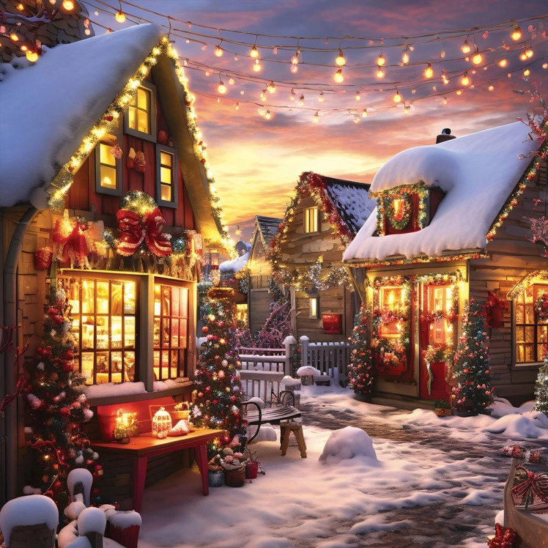 ALIPSON Čtvercové puzzle Vánoční dům 1000 dílků