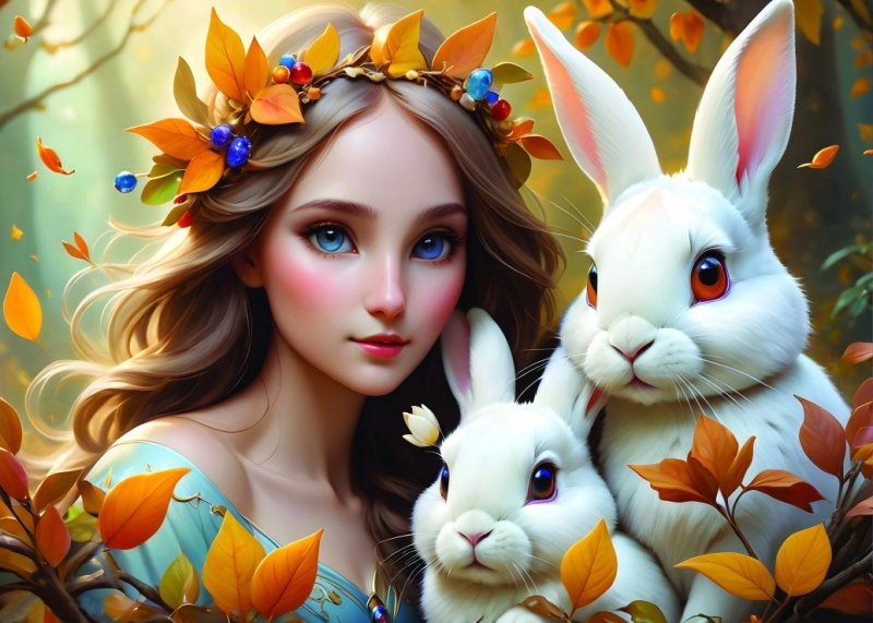 Puzzle dívka s králíčky 500 dílků