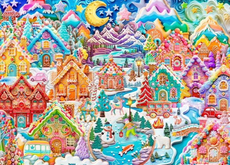 Puzzle barevná noc v Cookietownu 1500 dílků