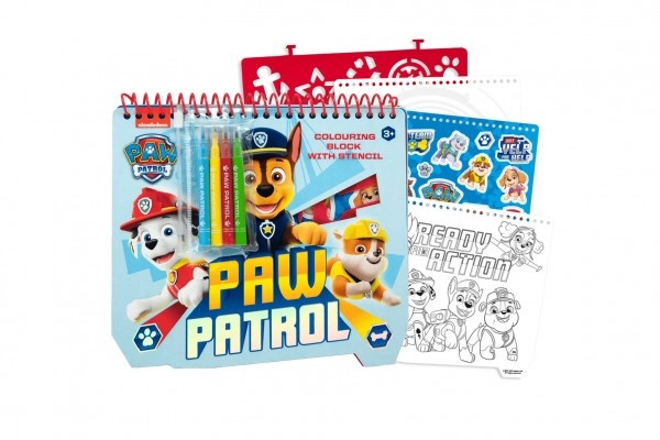 Teddies Tlapková patrola Blok se šablonami se samolepkami a fixy