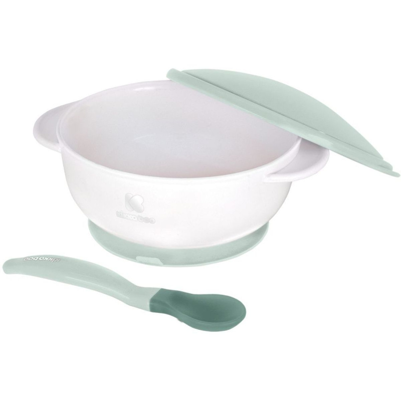Kikkaboo Suction Bowl & Heat Sensing Spoon jídelní set 4 m+ Mint 3 ks