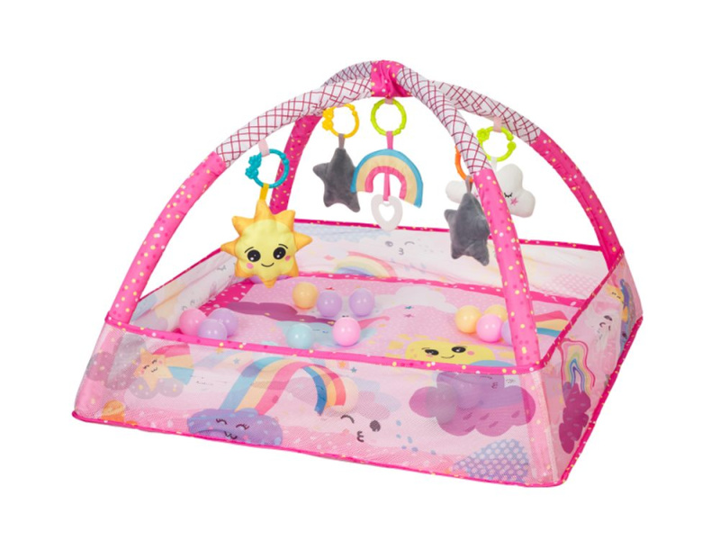 KikkaBoo Hrací deka s hrazdou a míčky Pink Sky