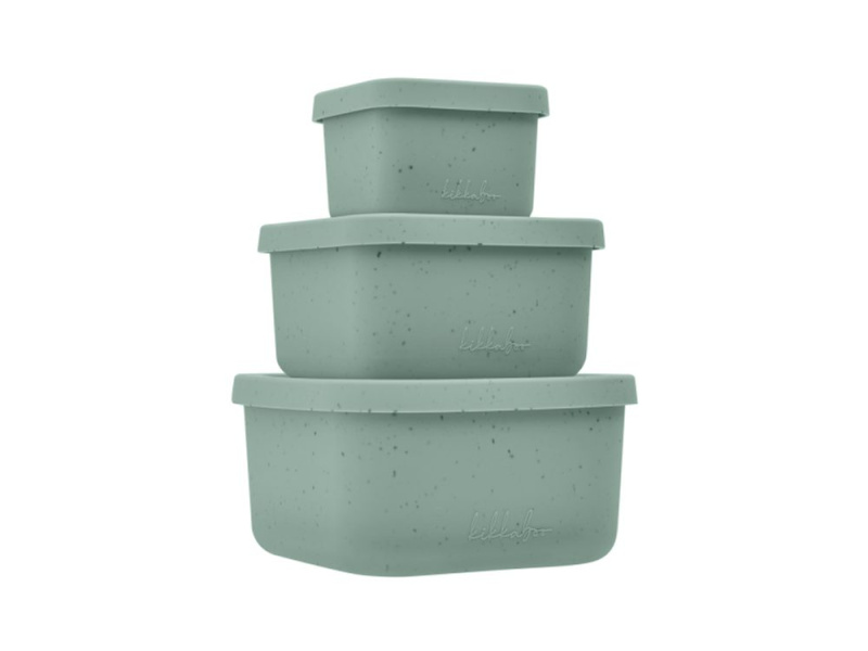 KikkaBoo Sada boxů na svačinu 3 ks Platinum Silicone Sage