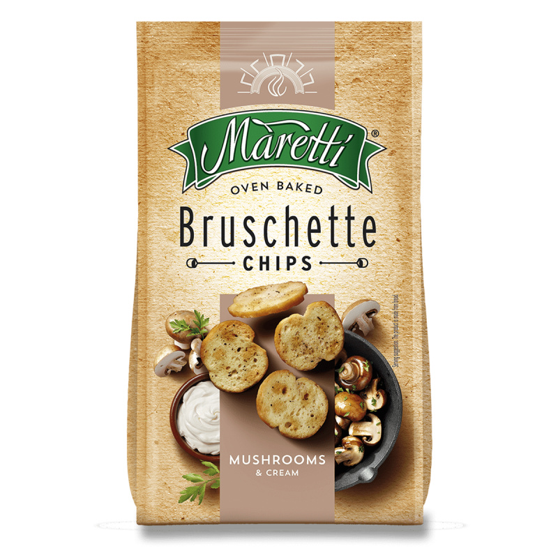 Maretti Bruschette Chips - pečené krekry - houby a smetana, 140 g