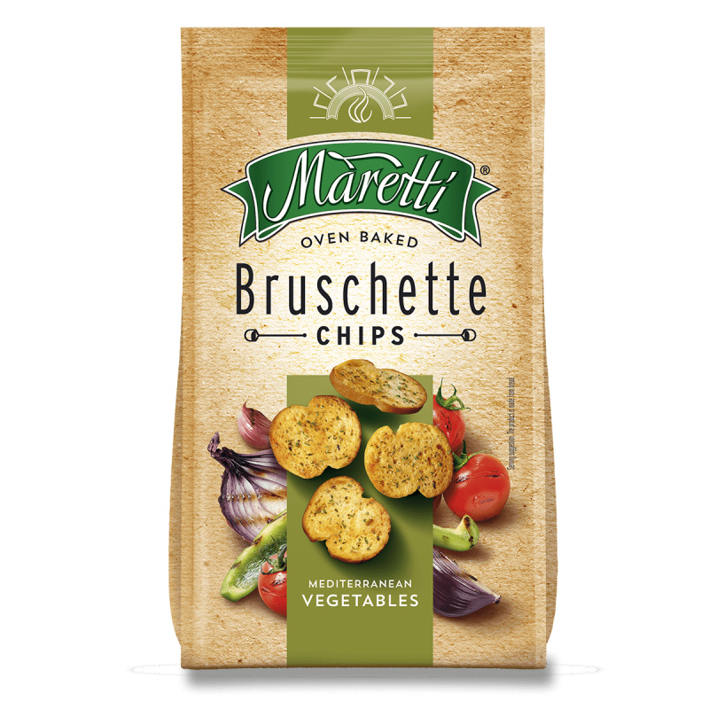 Maretti Bruschette Chips - pečené krekry - středomořská zelenina, 140 g