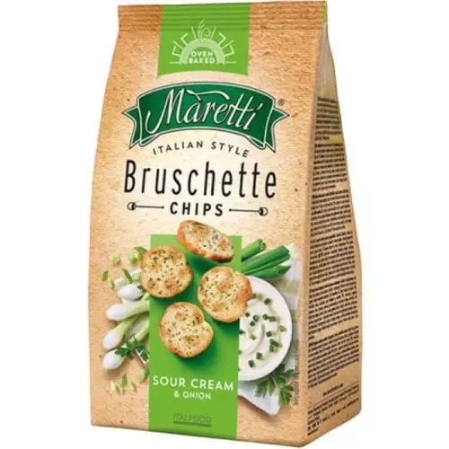 Maretti Bruschette Chips - pečené krekry - Sour Cream & Onion, 140 g