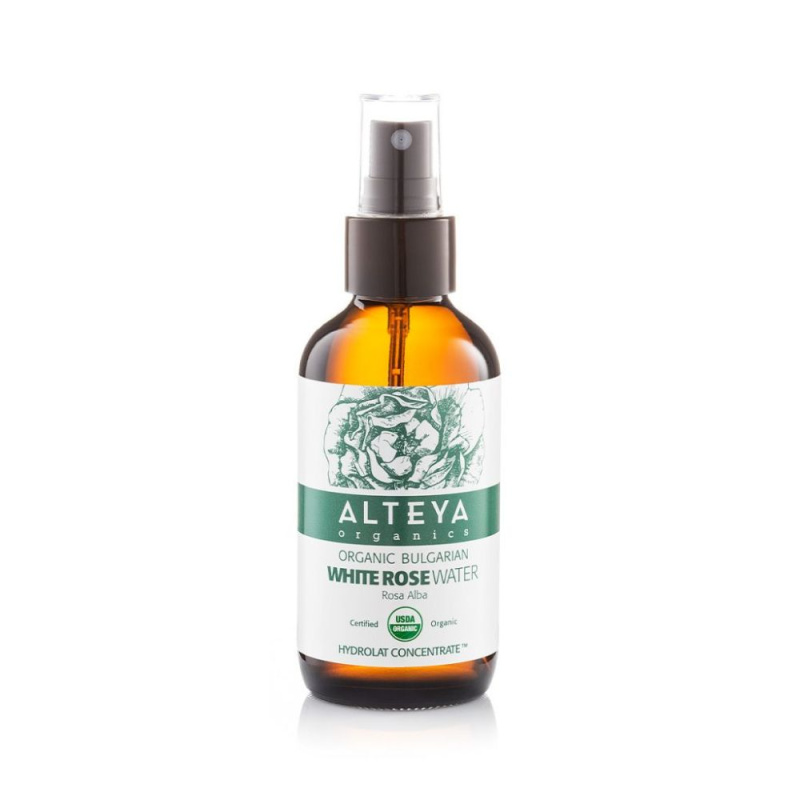 Růžová voda z bílé růže Alteya Organics v skle, 120 ml