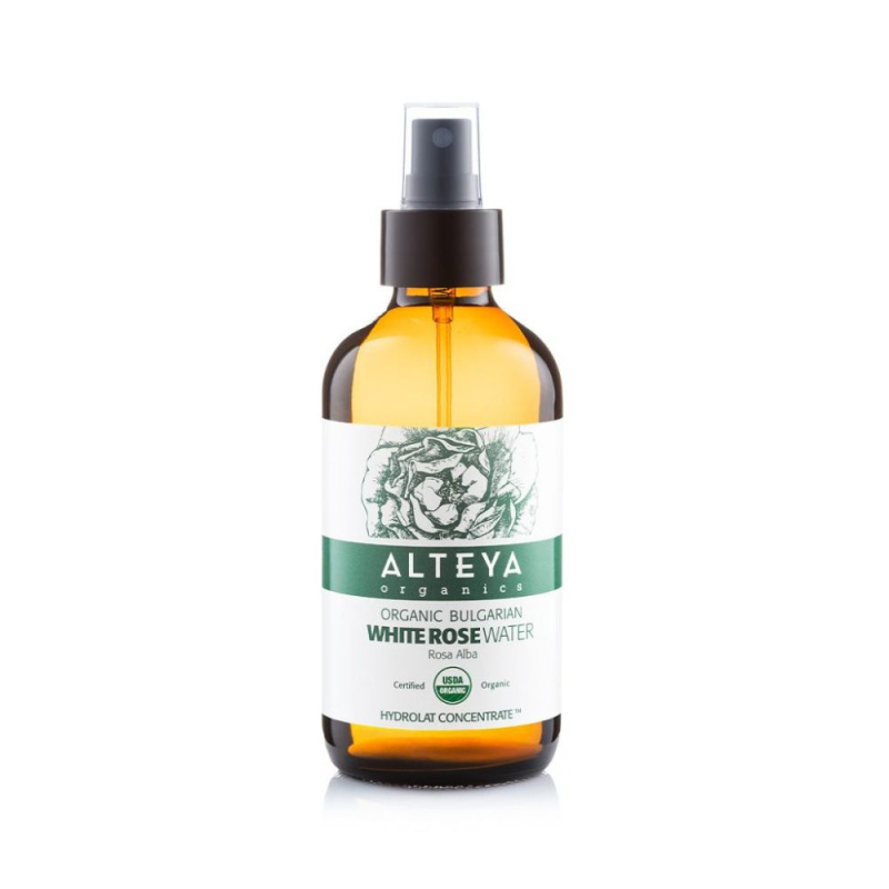 Růžová voda z bílé růže Alteya Organics v skle, 240 ml
