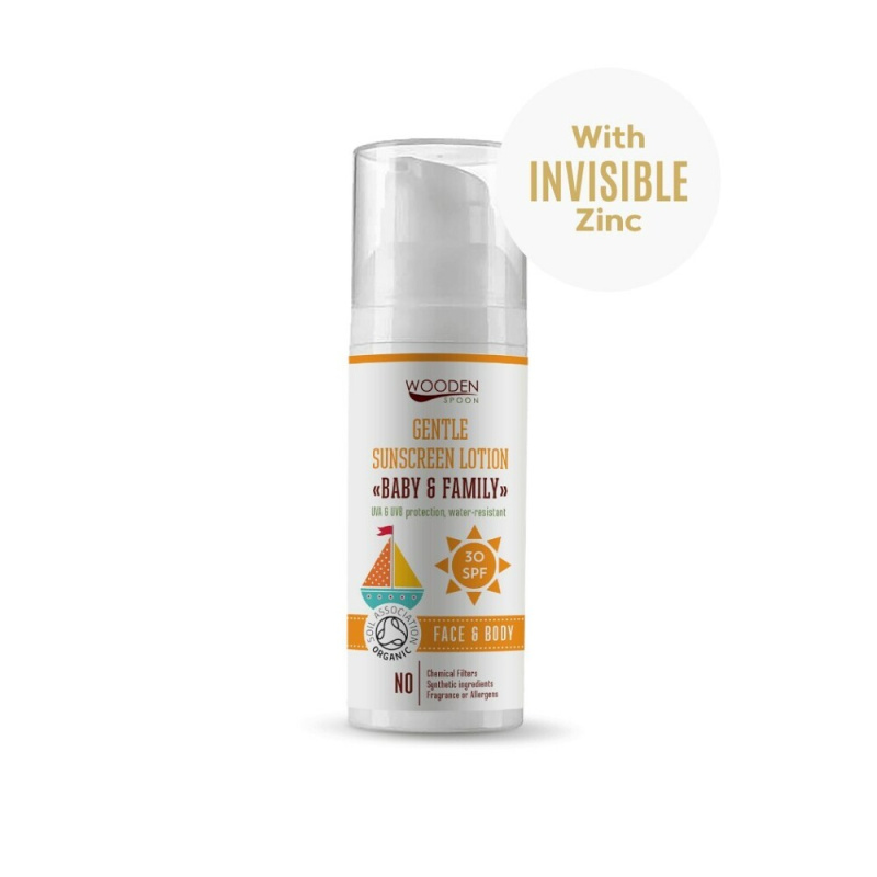 WoodenSpoon Opalovací tělové mléko Baby & Family SPF 30, 50 ml