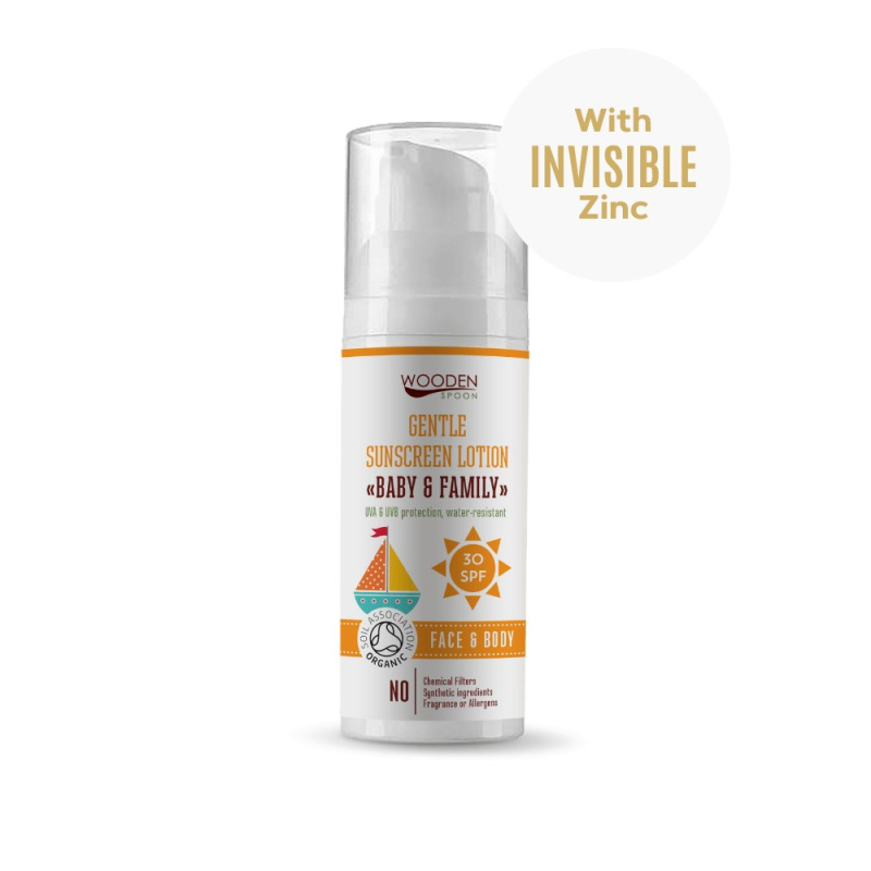 WoodenSpoon Opalovací tělové mléko Baby & Family SPF 30, 50 ml
