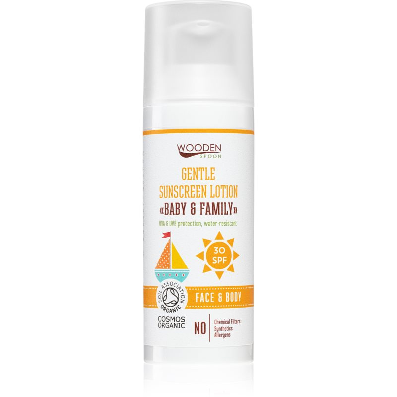 WoodenSpoon Opalovací tělové mléko Baby & Family SPF 30, 50 ml