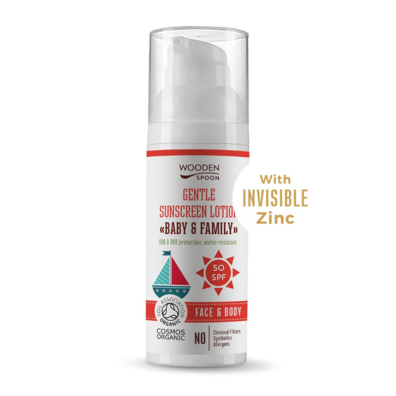 WoodenSpoon Opalovací tělové mléko Baby & Family SPF 50, 50 ml