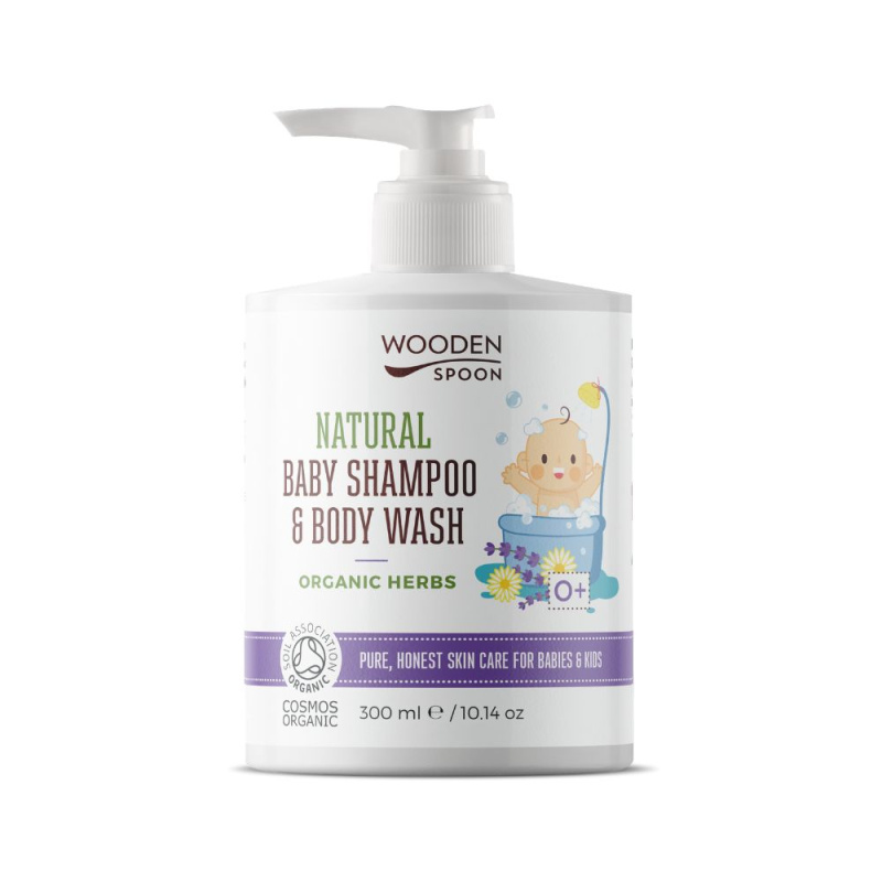 WoodenSpoon Dětský sprchový gel a šampon na vlasy 2v1 s bylinkami Wooden Spoon 300 ml