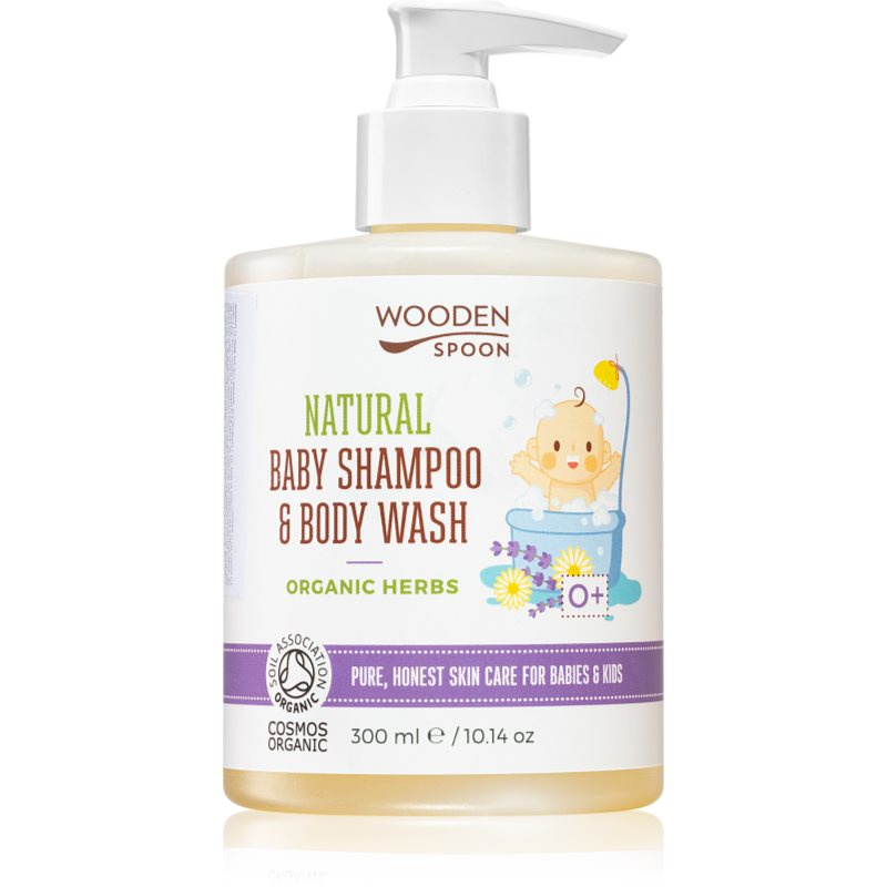WoodenSpoon Dětský sprchový gel a šampon na vlasy 2v1 s bylinkami Wooden Spoon 300 ml