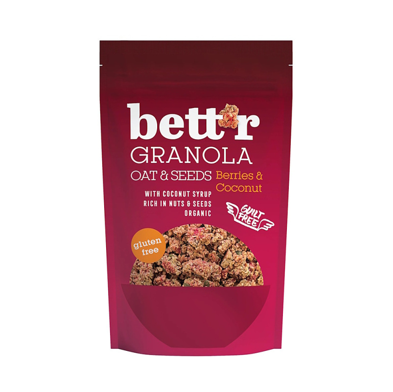 Bett'r BIO Bezlepková granola bobule & kokos