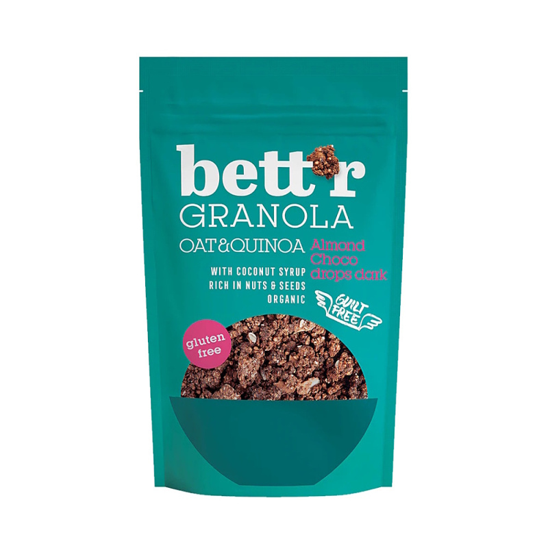 Bett'r BIO Bezlepková granola mandle & čokoládové kousky