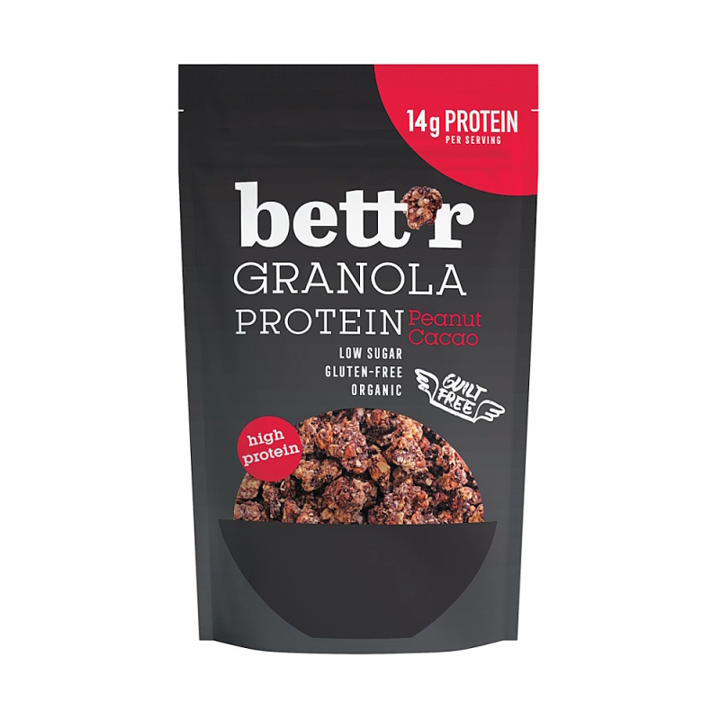 BETT'R Granola proteinová s arašídy a kakaem bezlepková BIO 300 g
