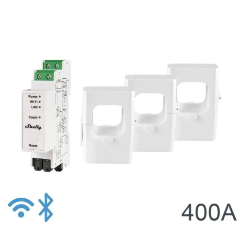 Shelly PRO 3EM 400A 2-Phase Energy Meter, WiFi/Bluetooth