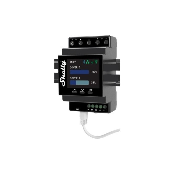 Shelly Pro Dual Cover PM DIN Rail Dual Controller, WiFi Černá