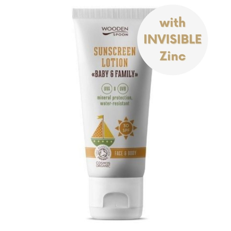 WoodenSpoon Opalovací tělové mléko Baby & Family SPF 30, 100 ml