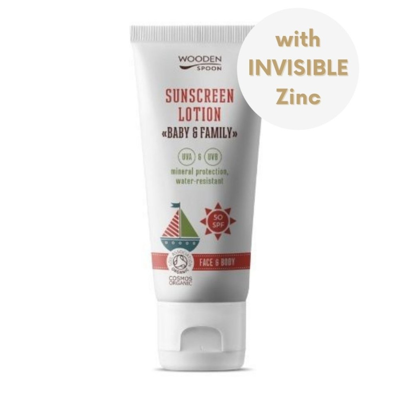 WoodenSpoon Opalovací tělové mléko Baby & Family SPF 50, 100 ml