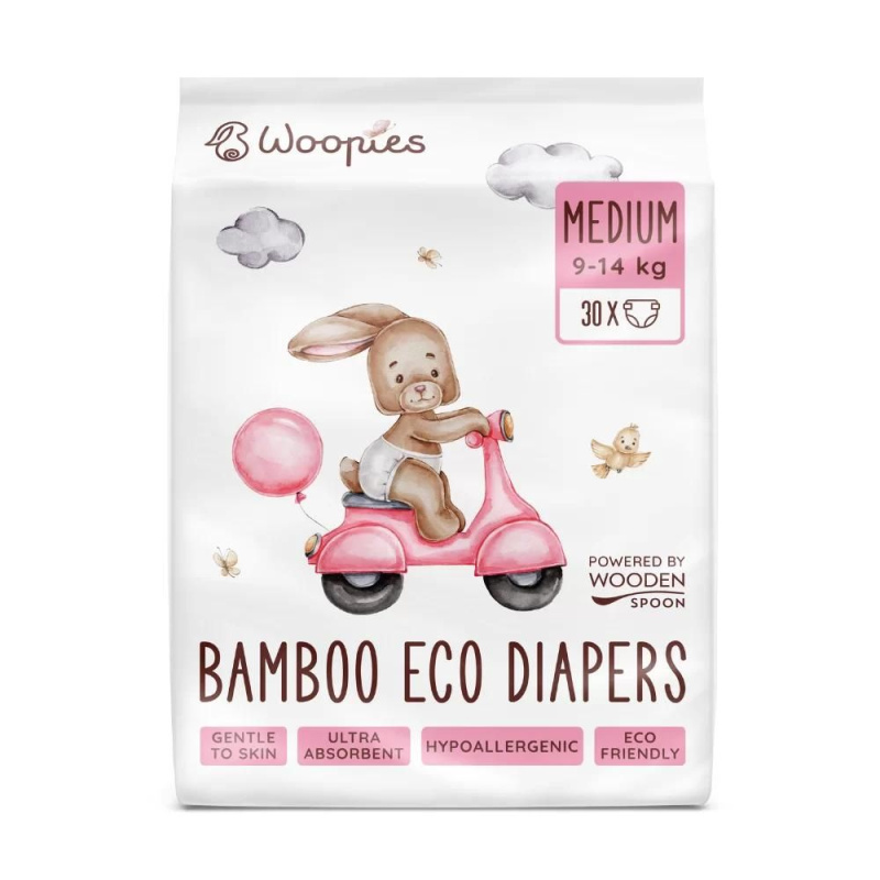 WoodenSpoon Wooden Spoon Woopies dětské EKO pleny MEDIUM (9-14kg), 30ks