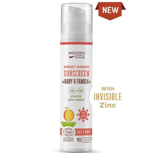 WoodenSpoon Opalovací tělové mléko Mango Baby & Family SPF50 Wooden Spoon, 100ml