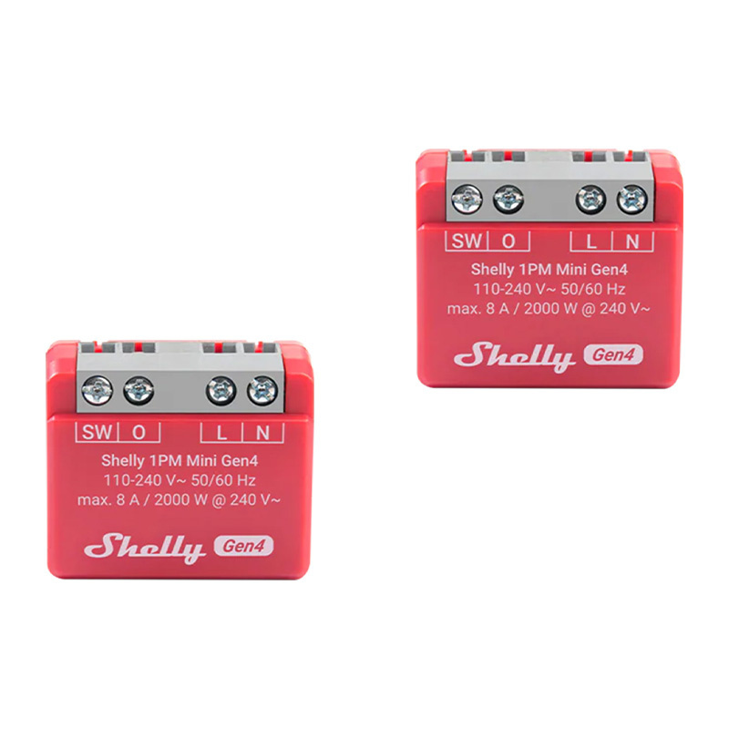 Sada 2 kusů miniaturních ovladačů Shelly 1PM Gen4 s podporou Zigbee/Matter