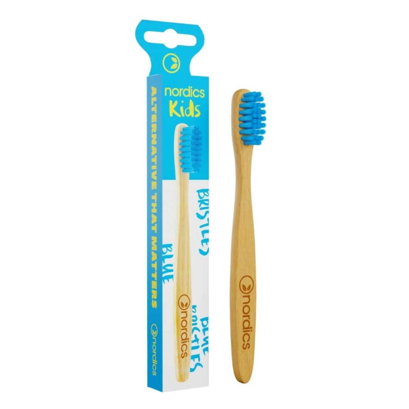 Nordics oral care Dětský bambusový kartáček na zuby s modrými štětinami NORDICS