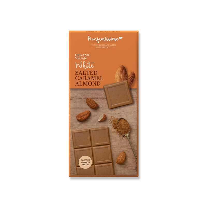 Benjamissimo Bílá čokoláda Slaný karamel a Mandle, 70g