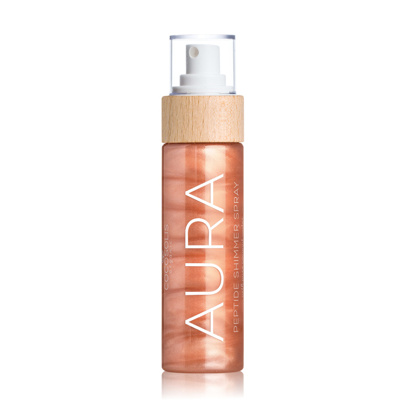 COCOSOLIS AURA Peptide Shimmer Spray hydratační sprej se třpytkami s vůní Raspberry 100 ml