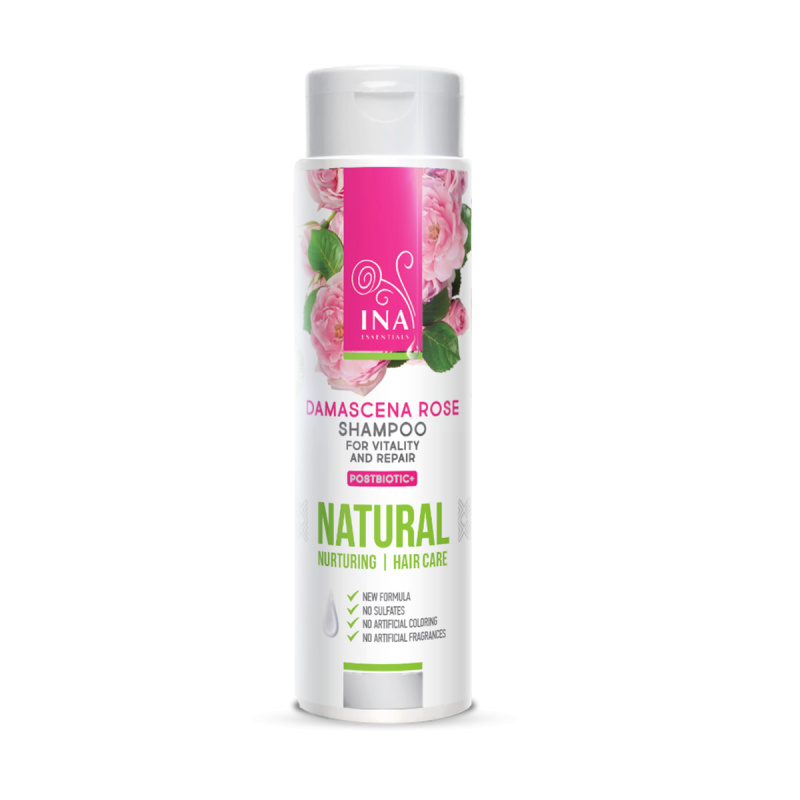 InaEssentials Přírodní růžový šampon na suché a poškozené vlasy 200 ml