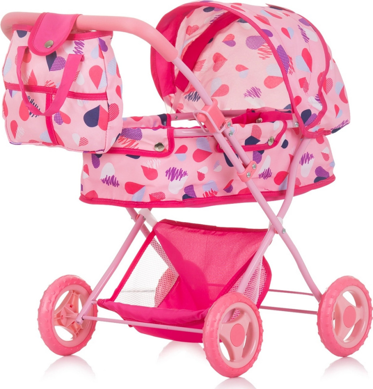Hluboký kočárek pro panenky Dora Hearts