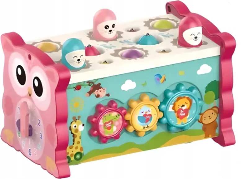 Chipolino Motorická kostka 8v1 Owl Pink